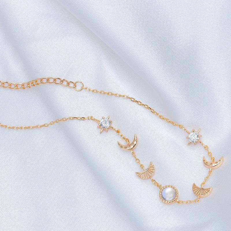 Fashionable New 925 Sterling Silver Moon And Star Chain Bracelet Is Suitable For Women 'S Sterling Silver Jewelry