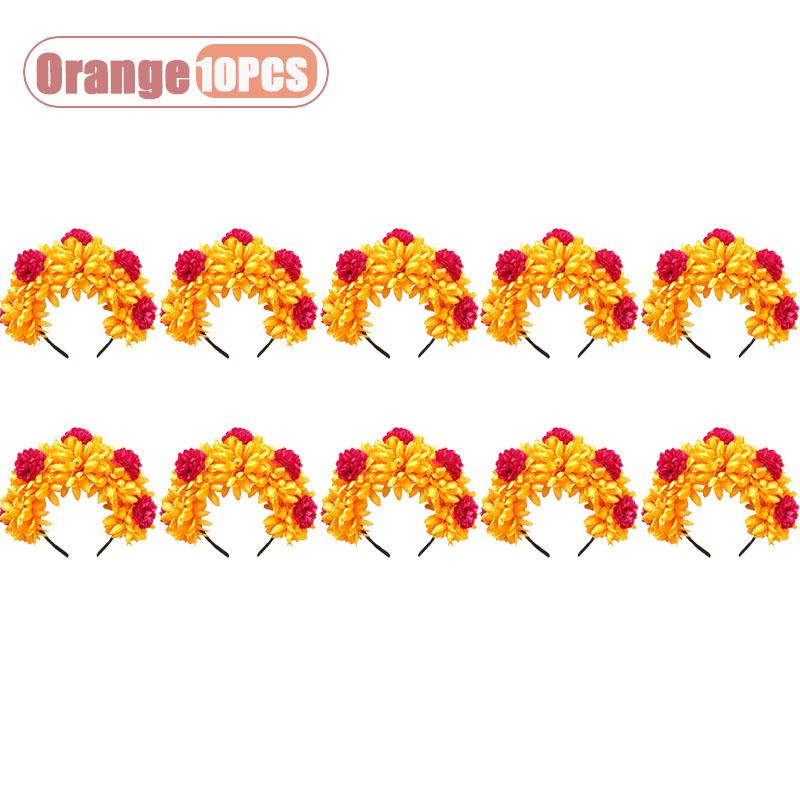 1-10pcs Day of the Dead Marigold Headband Artificial Flower Crown for Women Halloween Party Fiesta Costume Accessory