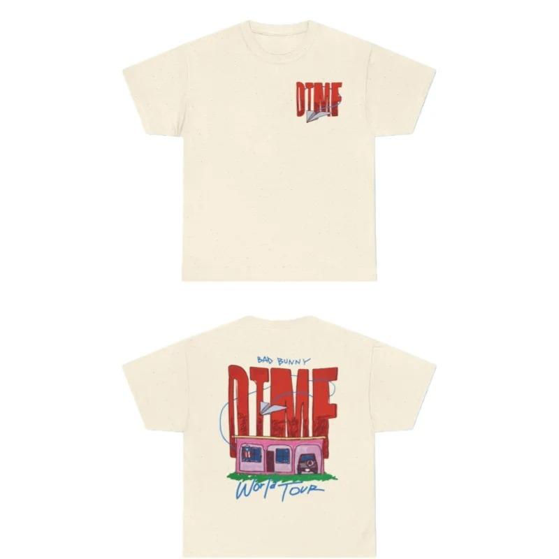 Fashion Hip Hop Clothes Zanger Bad Bunny DTMF Wereldtournee Merchandise Puur Katoenen T-shirt Voor Mannen En Vrouwen Zomer Mode Casual Korte Mouwen Shirt M zwart