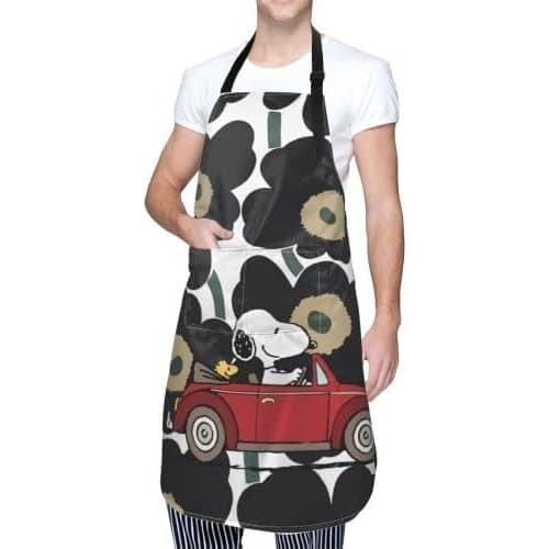 Moomin, Little My, Snoopy, Floral Print Nordic Apron, H-Shaped, Neck Strap, Easy To Move Around, with Pockets, Waterproof, Adjustable, Suitable for Nu