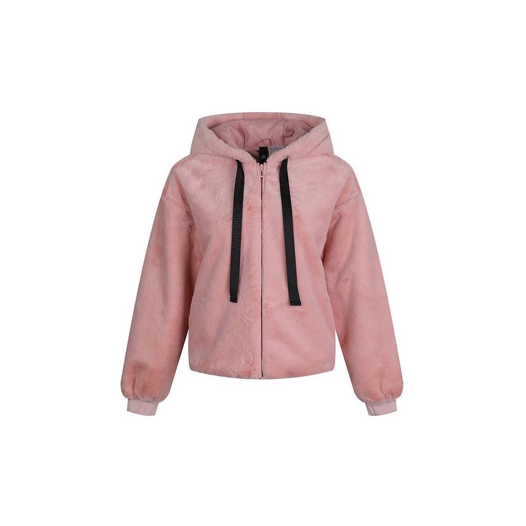 adidas Style Fur Jacket Casual Hooded Windproof Warm Women Jackets Pink GM1469