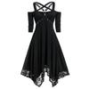 Women Dress Gothic Vintage Short Sleeve Off Shoulder Halloween Party Nightclub Dresses