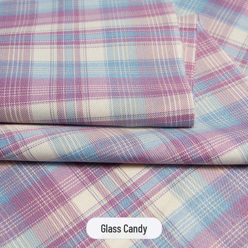 Japanese Plaid Pleated Skirt Fabric - Yarn-Dyed Polyester for DIY Scrunchies & Crafts
