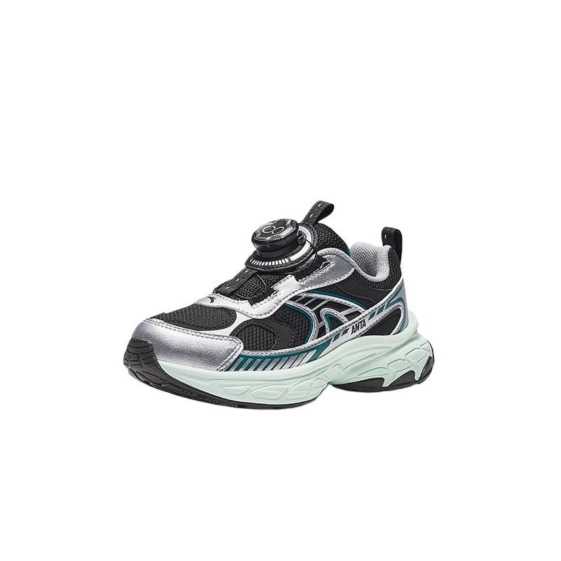 Anta Kids Comfortable Classic Fashion Versatile Non-Slip Wear-Resistant Low-Top Casual Shoes Kids Sneaker Silver Black 312519923-3