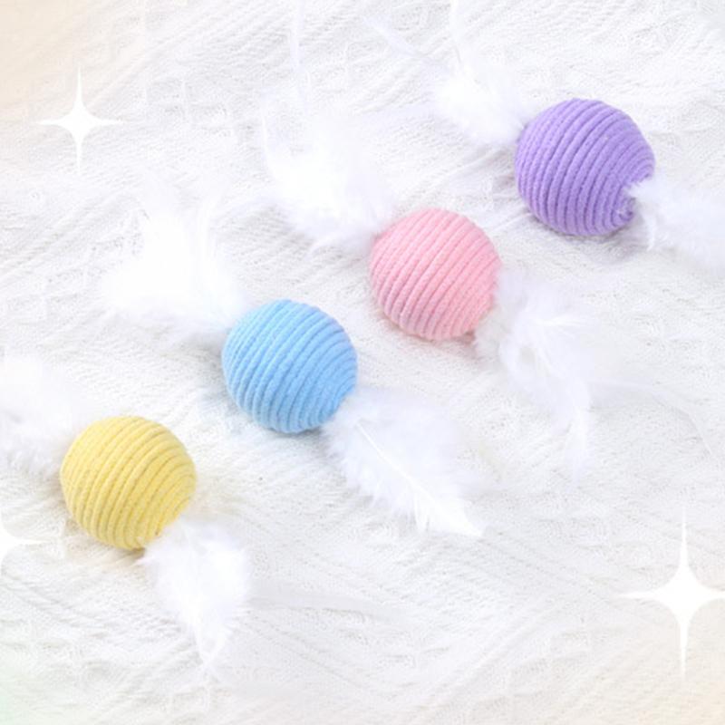 Bite Resistant Cat Cotton Rope Ball Colorful Sounding Cat Scratch Catch Toys Wear Resistant Cat Teaser Ball Pet Supplies