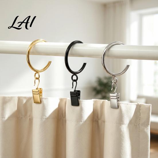 Smooth Gliding Drapery Rings 10Pcs C Shaped Curtain Rings Heavy Duty Bypass Metal for Center Brackets Passing with Eyelets French Return Rods Sliding
