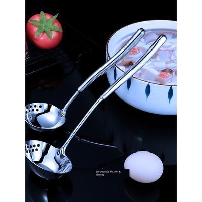 Soup Spoon and Skimmer 2-in-1, 304 Stainless Steel Spoon, Thickened and Extended Soup Skimmer, Commercial Hollow Anti-Scalding Spoon
