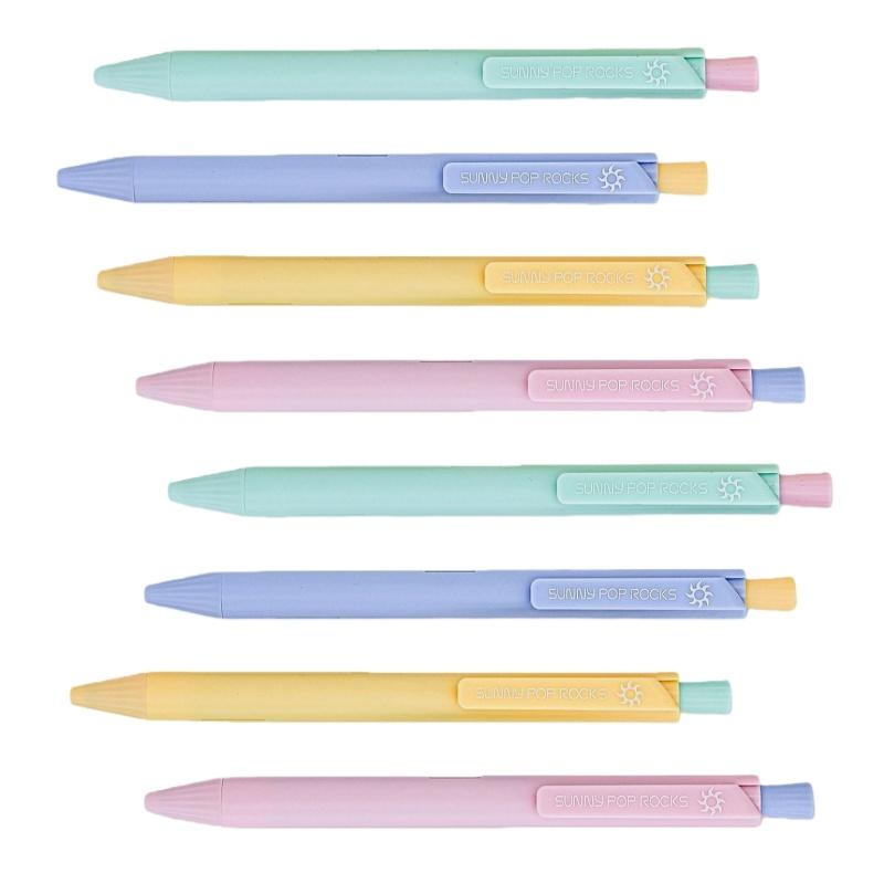 4pcs Macaron Color Design Gel Ink Pens Set Sunny Pop Rocks Series 0.5mm Ballpoint Black Ink for Writing School Office