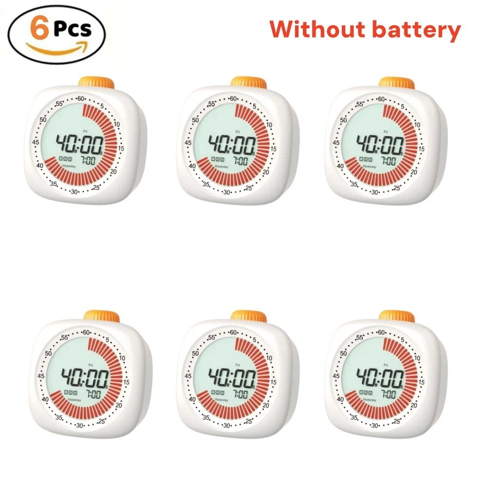 Pomodoro Digital Visual Timer with 3 Alarm Clock, All In One 60min Study Kitchen Shower Blacknight Cute Timer, Time Manager Tool