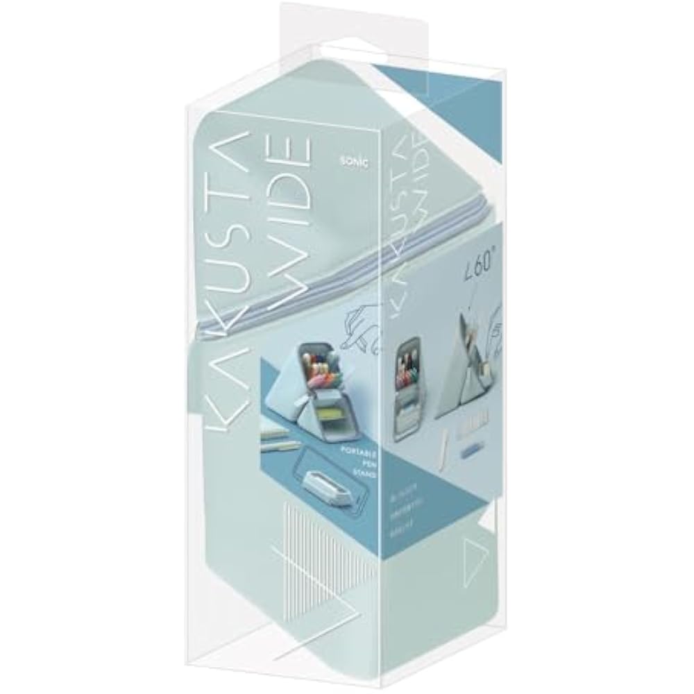 Sonic FD-2045-LB Pen Case Kakusta Portable Pen Stand with Wide Drawer, Light Blue