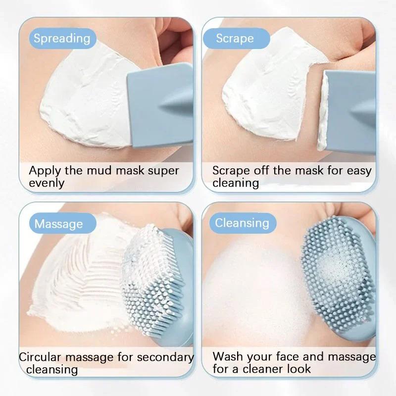 Silicone Facial Cleansing Brush Double-Sided Scrubber Face Cleaner Pore Cleaner Exfoliator Skin Care Accessories Makeup Tool