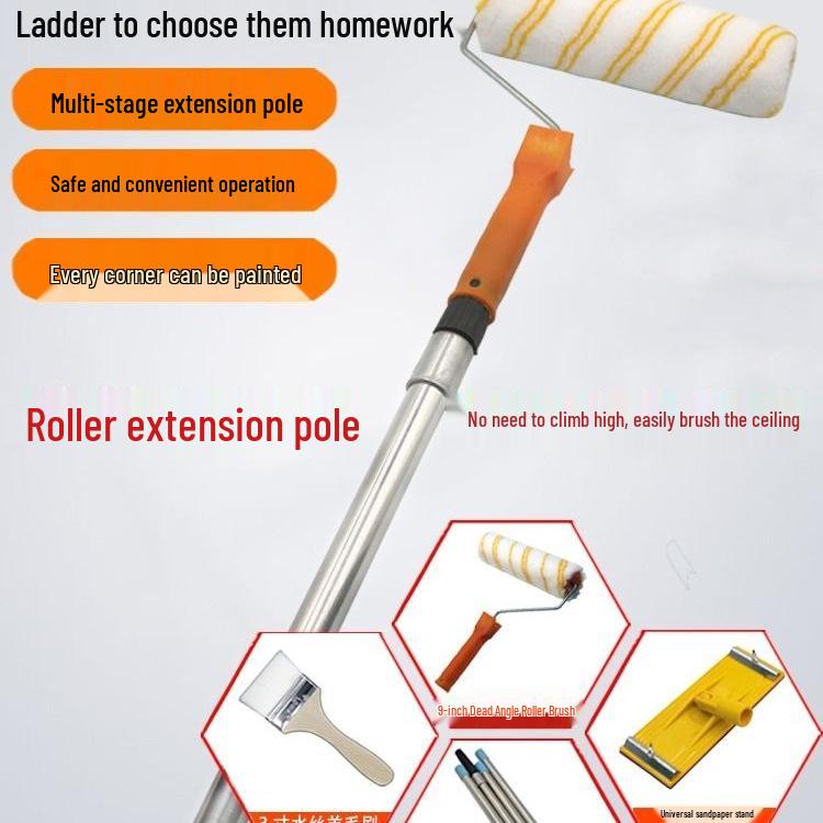 Adjustable Stainless Steel Telescopic Handle Waterproof Paint Roller Brush