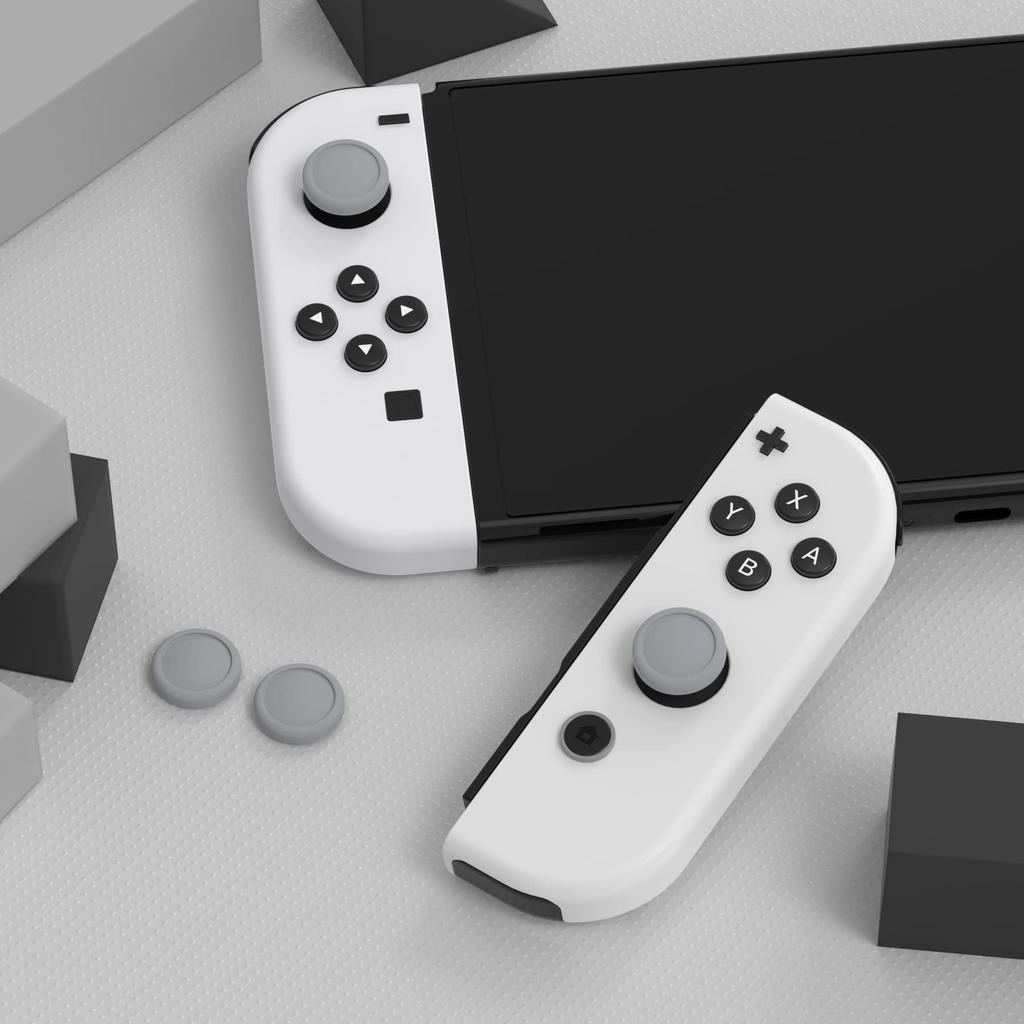 eXtremeRate PlayVital Cute Switch Thumb Grip Joystick Caps for Switch and Silicone Analog Covers for Regular Gray Caps, Switch, Lite, OLED, Joy-Con