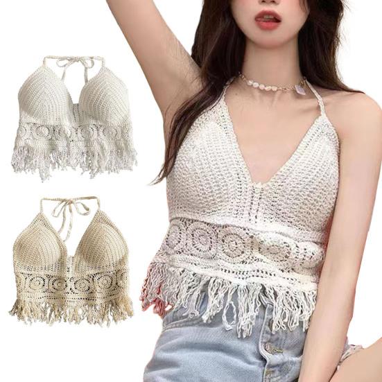 Letní Crop Top Pletená ramínka na špagety s odhaleným pasem bez zad Šaty bez ramínek