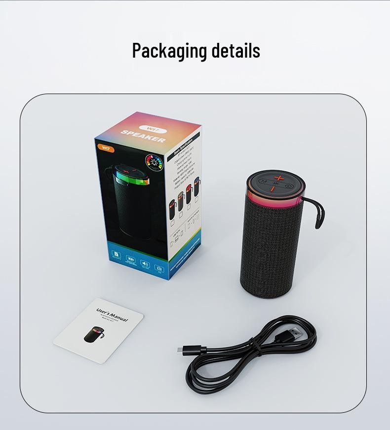 High-Quality Sound Portable Outdoor Bluetooth Speaker with Colorful Light Effects and Card Slot W17