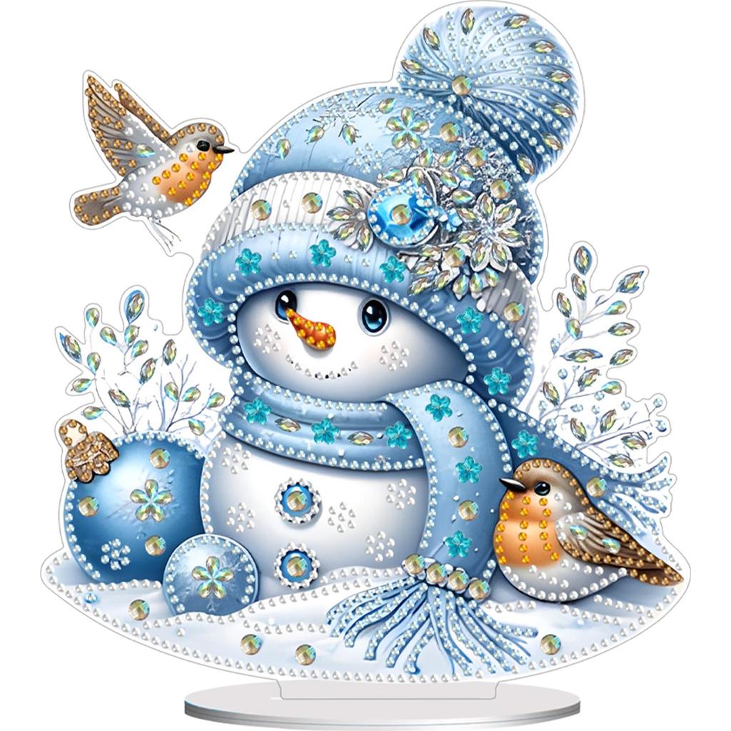 Christmas Snowman Diamond Painting Desktop Ornaments Kit Cute 5D DIY Diamond Art Tabletop Decorations Bedroom Table Decor