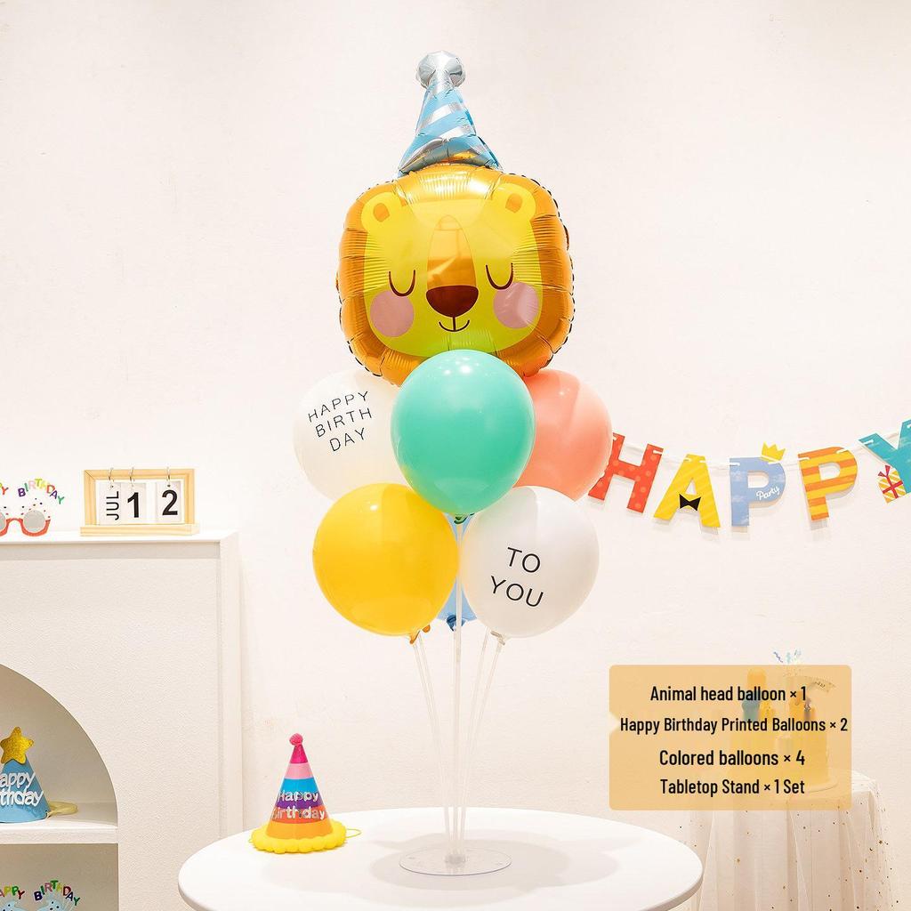 Cartoon Animal Birthday Table Decorations: June 1st Children's Day Balloons & Dessert Ornaments
