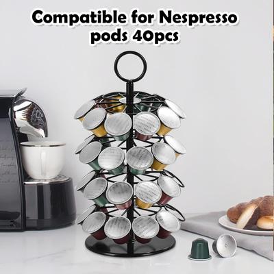 Coffee Pod Holder, Coffee Pod Carousel Storage Organizer Stand (Capacity of 40 K Cup Pods) - Rotatable