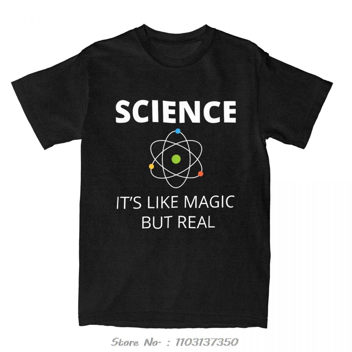 

Наука Похожа на Магию, Но Это Реально Мужская Футболка Гик Ученый Хлопковая Футболка для Фитнеса Мужские Футболки с Круглым Вырезом Оверсайз Футболка 4XL