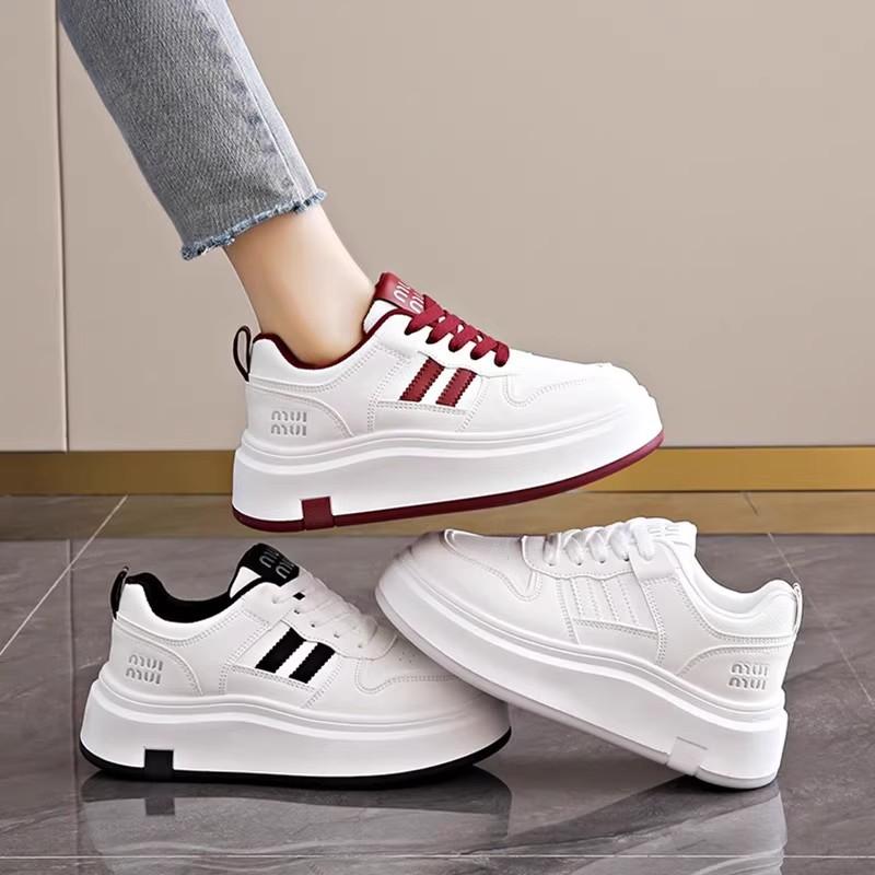 Thick-soled Little White Shoes Women's New Spring and Autumn Students Leather Soft-soled Sports with Skirts Casual Board Shoes