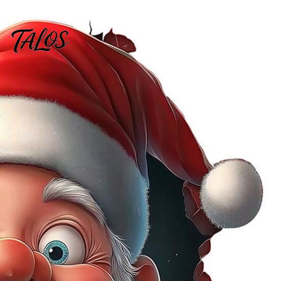Funny Holiday Party Decorations Santa Toilet Sticker, Christmas Lid Decal, Self-Adhesive, 3D Festive Tank Clings Hole Waterproof PVC Wall Sticker for