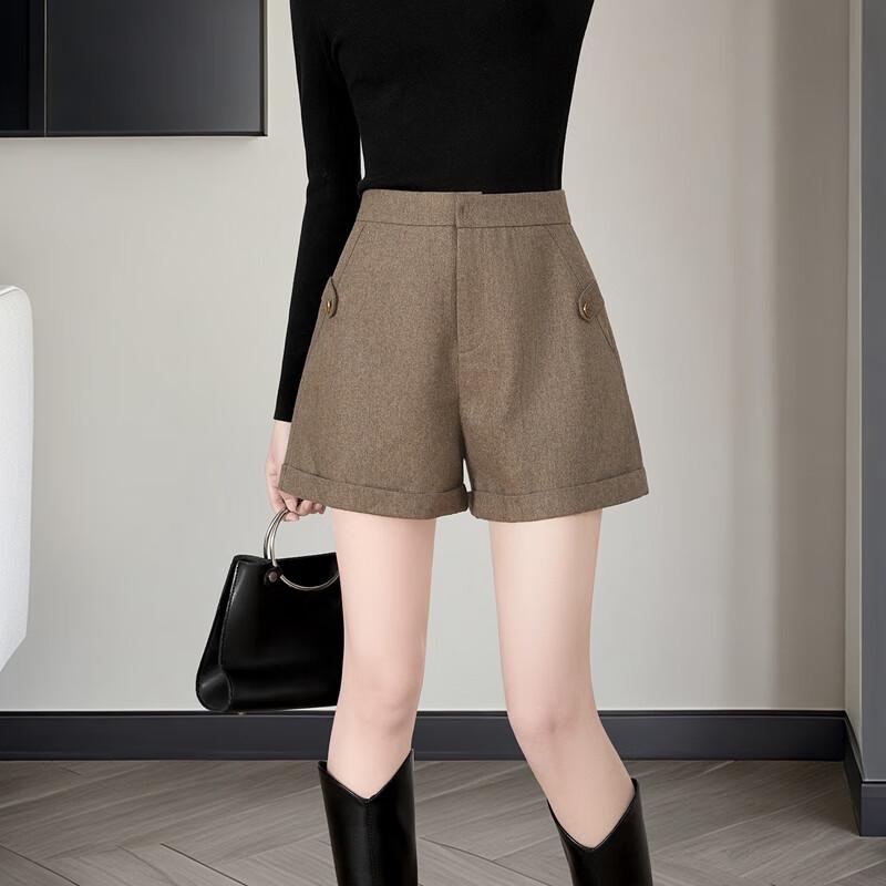 She Pond Women's High-Waist A-Line Wide-Leg Pocket Shorts