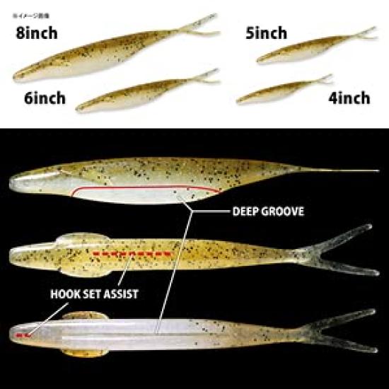 deps Sakamata Shad 6 Inch Soft Fishing Worm Watermelon Pro Blue, 6 Pieces