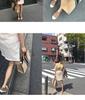 Korean Style Striped Canvas Shoulder Briefcase for Women