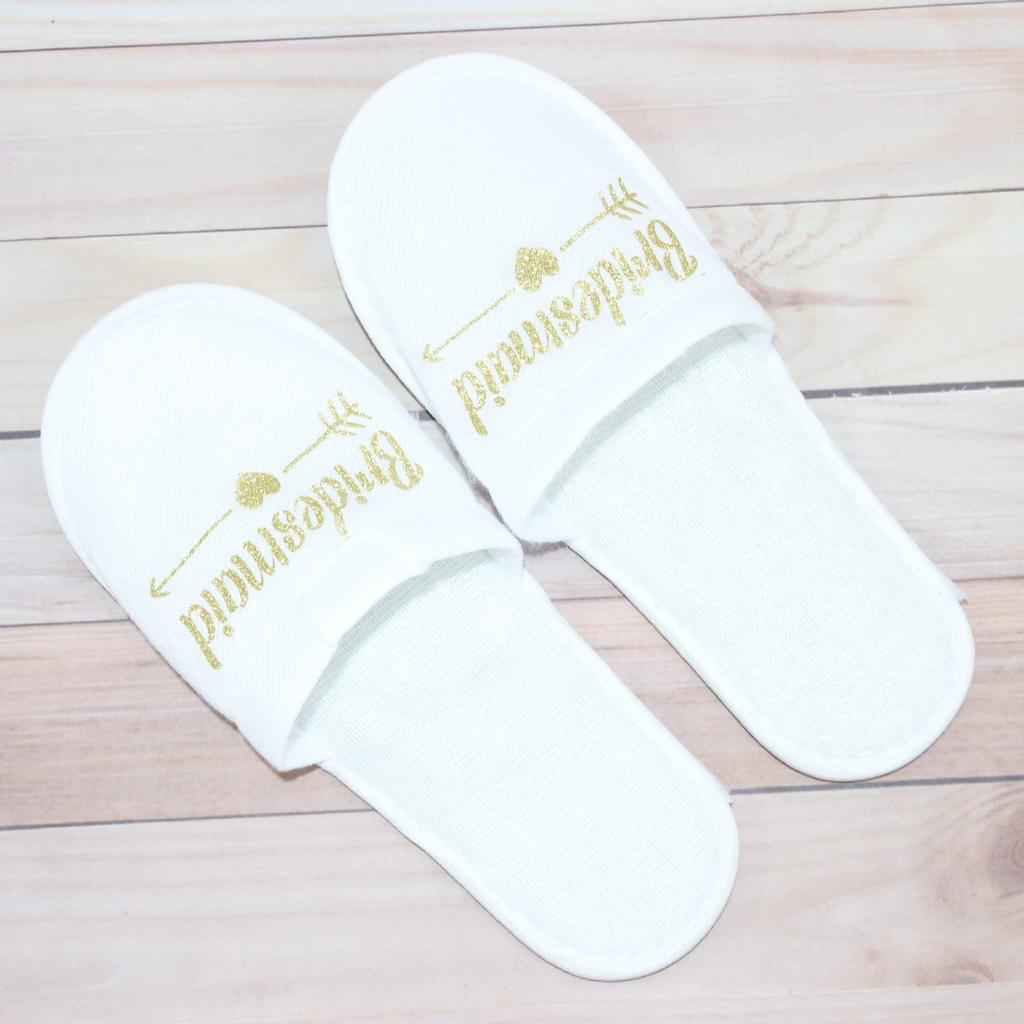 Fashion 20 Pairs Bride & Bridesmaid, Wedding Party Guests Home Slip on Shoes Bridal Party Slippers Open-toe with Golden, Red and Black