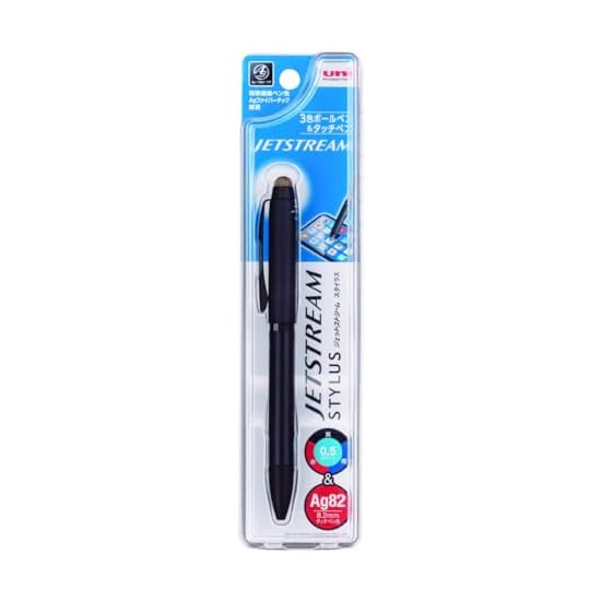 Mitsubishi Pencil 3-Color Ballpoint Pen & Touch Pen Jetstream Stylus, Rotary Mechanism, 0.5mm, Black