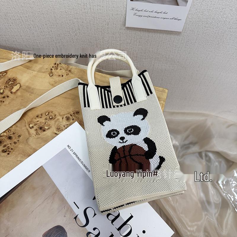 Cute Cartoon Dopamine Knit Crossbody Phone and Coin Bag