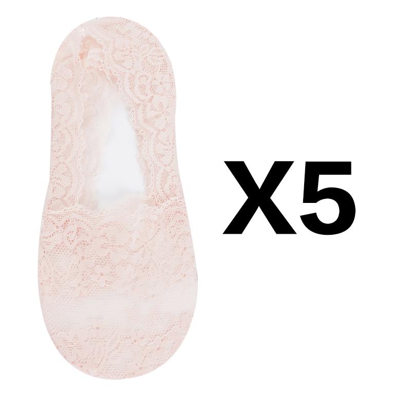 5 Pair Summer Women Socks Slippers Non-slip Breathable Lace Lace Invisible Sock Sexy Non-slip Cool Thin Socks Fashion Sock