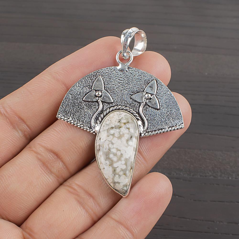 

Natural Polychrome Jasper Gemstone 925 Sterling Silver Jewelry Pendant 1.97 AJP-1984