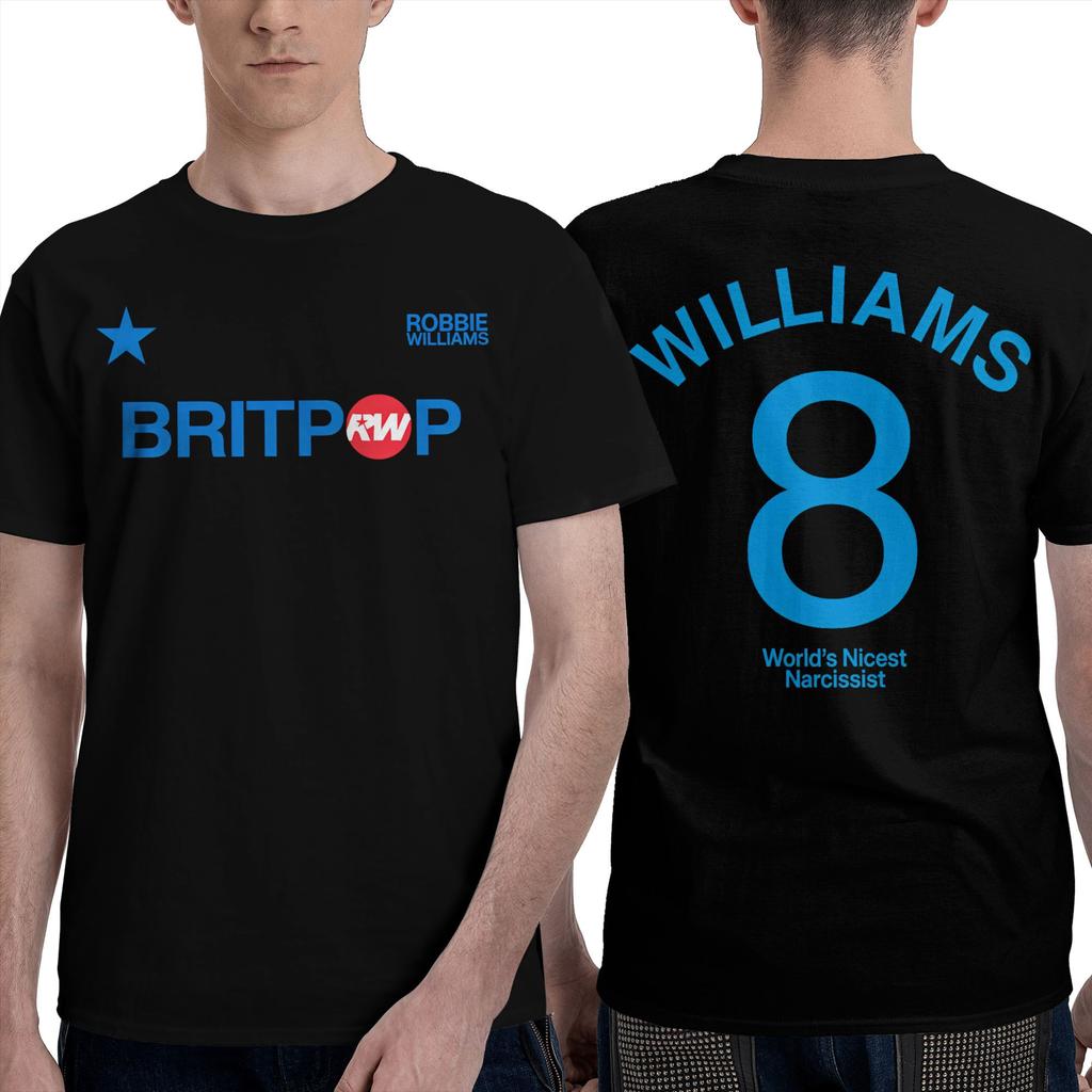 Αστεία μπλουζάκια Robbie Williams Britpop Tour 2025 για άνδρες με στρογγυλή λαιμόκοψη και 100% βαμβάκι, κοντομάνικο μπλουζάκι, μεγάλα μεγέθη, ρούχα