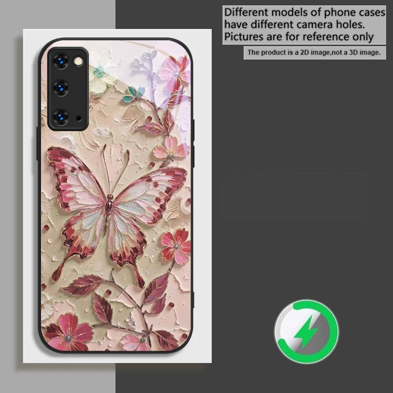 

Элегантная розовая бабочка, подходящая для Samsung Galaxy S26 Ultra S20 FE S21 S22+ S23 Plus S24 Ultra 25 Edge, черный стеклянный чехол для телефона Galaxy S26
