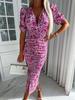 Hot Sale, Spring/Summer Short Sleeve Floral Dress, Deep V Dress