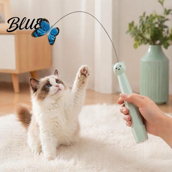 Juguetes Electrónicos Silenciosos para Mascotas Varita Mariposa Eléctrica para Gatos Recargable Juguete de Varita Interactiva Rotación 360 Auto-Juego Automático para Gatos con 2
