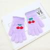 Girls' Winter Cherry Heart Gloves - Cute, Warm, Cold-Proof Five-Finger Gloves for Kids.