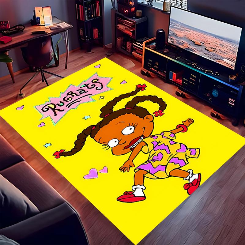 1pc Rugrats Print Area Rug - Soft,Washable Non-Slip Indoor Mat for Office Chairs,Living Room,Home Office Decorative Rug