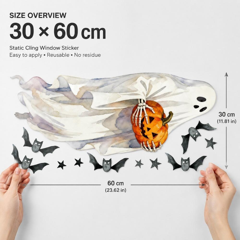 Multicolor Halloween Decoration Sticker Cartoon Ghost Window Clings Film Shopwindow Ornament