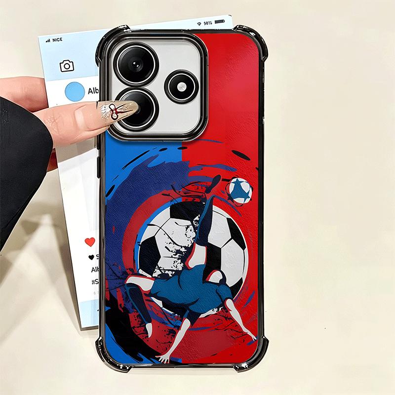 Football Soccer Ball Design Plating Phone Case For Xiaomi Poco X5 X6 X7 X8 Pro Max F8 Ultra F7 M8 M7 M5S Redmi 15C 15 14C 13C 13
