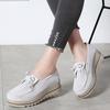 Cow Suede Women's Walking Shoes Fashion Platform Shoes Loafers Height-increased Moccasins Slip-on Mother Shoes