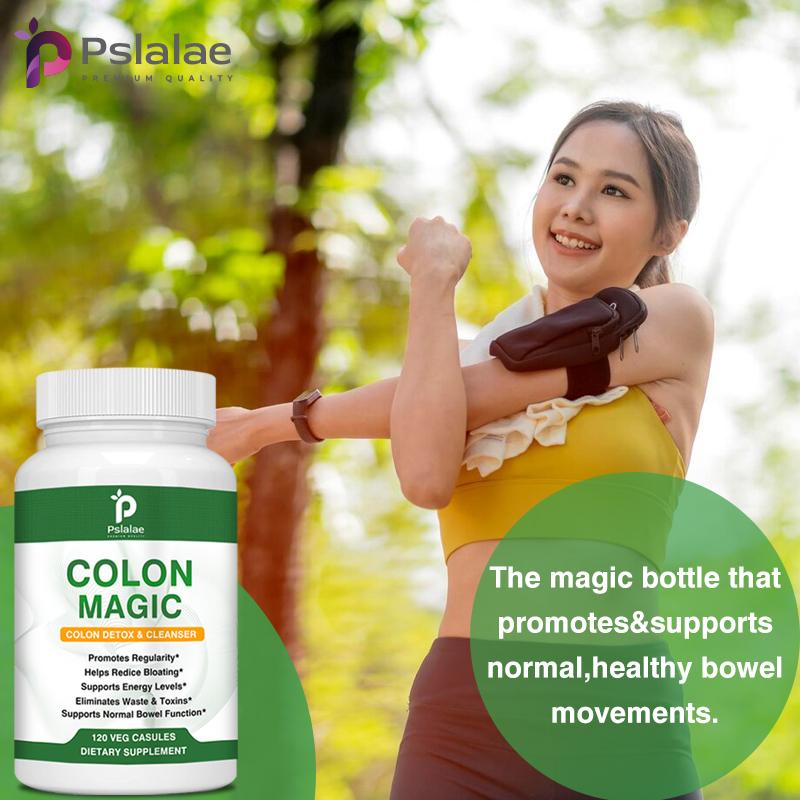 Pslalae Capsules naturelles de nettoyage intestinal, contenant de la cosse de psyllium et de la feuille de séné, soulagent les ballonnements et nettoient le tube digestif.