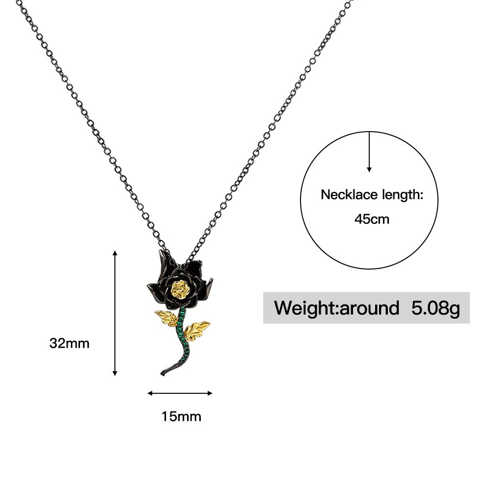 925  Jewelry Set for Women Fashion Sunflower Flower Earring Necklace Black Gold Jewelry Wedding Bridal Necklace Jewelry