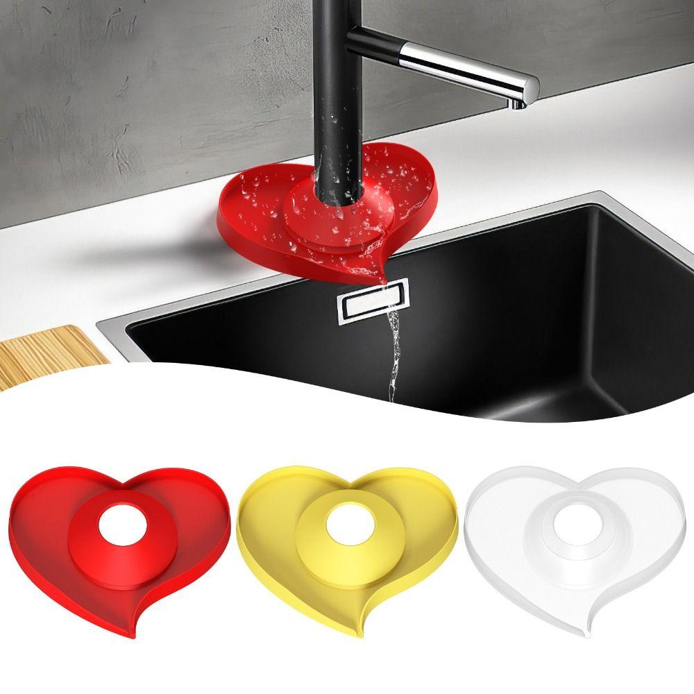 Silicone Diversion Drain Pad Heart Shape Drip Catcher Mat New Faucet Splash Plate  Bathroom