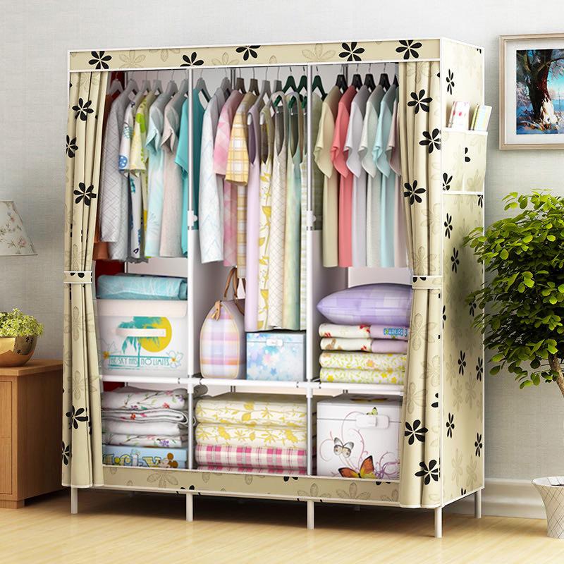 Moderne minimalistische Stoffgarderobe: Einfach zu montierender Aufbewahrungsschrank für das Schlafzimmer