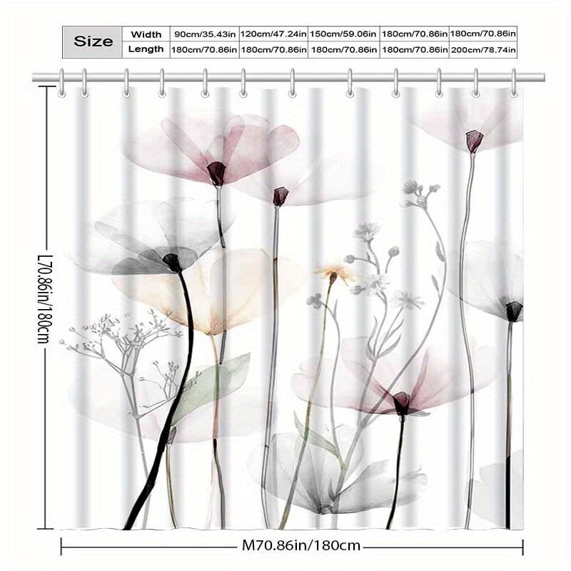 Elegant Watercolor Floral Shower Curtain with Soft Pastel Flowers and Delicate Stems for a Serene, Nature-Inspired Bathroom