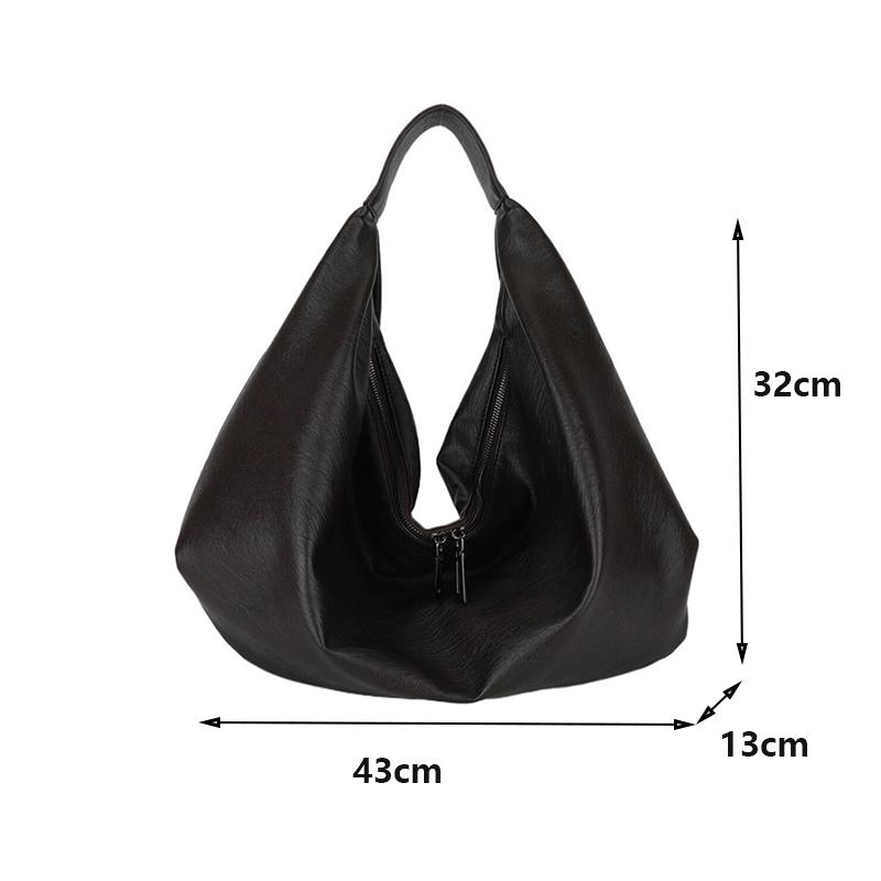 Big Black Shoulder Bags for Women Large Hobo Shopper Bag Solid Color Quality PU Leather Crossbody Handbag Lady Travel Tote Bag