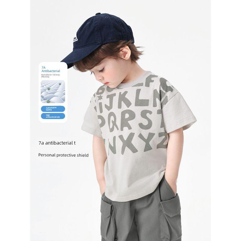 Boys' Casual Letter Short-Sleeve T-Shirt, Men's Summer Casual Children's Clothing, Baby Tops, Toddler Half-Sleeve Summer Wear