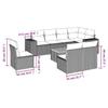 9-teiliges Gartensofa-Set mit Kissen Schwarzes Poly-Rattan